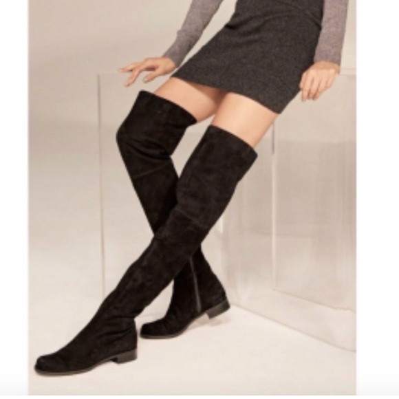 Like New! Stuart Weitzman Hilo black suede over the knee boots size 8 - Picture 2 of 10